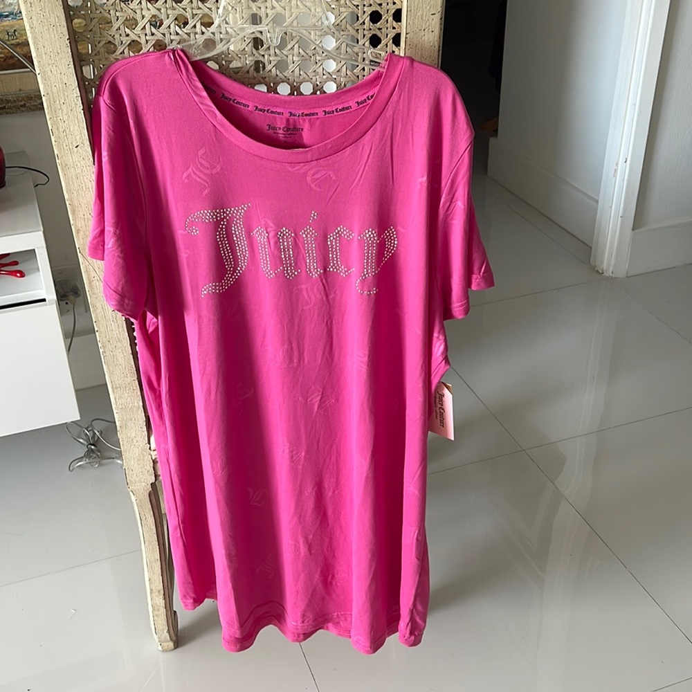 Juicy Couture Pink Sparkly Silver "JC" Toss Loungewear/Sleepshirt/Nightgown